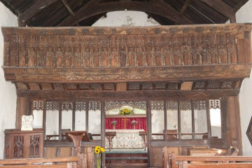 The choir screen in Llananno church.